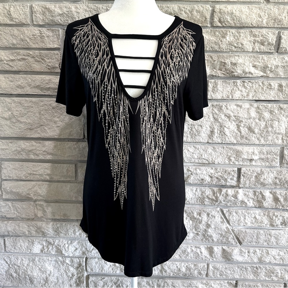 Rhinestone wing strappy tee